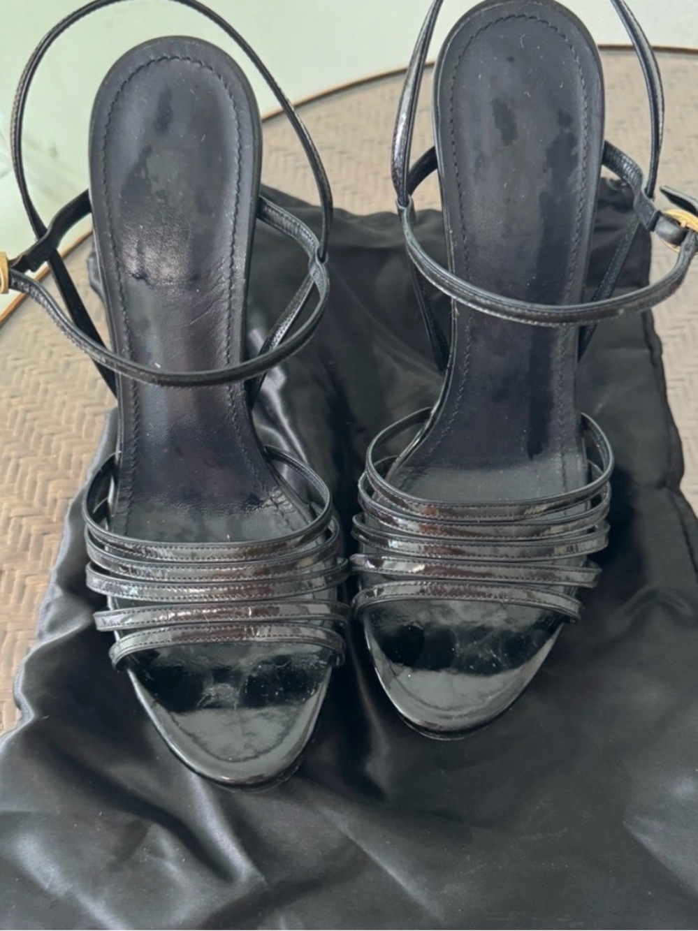 Vintage Yves Saint Laurent navy Tribute Patent Leather Heels 8 1/2